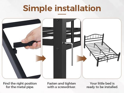 Full Size Bed Frames with Headboard | Noise-Free Design, 12" Underbed Storage, 1500 LBS Heavy Duty Metal, No Box Spring Needed, Tool-Free Assembly - color: Full Black