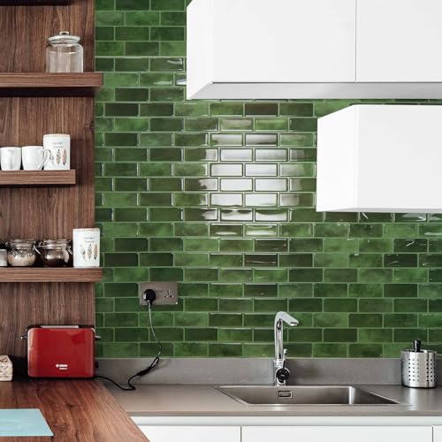 Art3d 10-Pack Marble Tile Peel and Stick Backsplash, 12 x 12 in, Jade Green | Strong Adhesion, Lightweight, Cuttable, Waterproof, Fadeless, Crack Resistant, for Kitchen, Bedroom, Ideal for Recently Moved - color: Jade Green