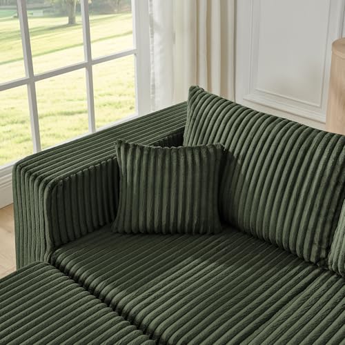 Compact Modular sectional,Compressed Corduroy Sofa with Modern Minimalist Style, Ultra-Comfy Compression Modular Sofa with Space-Saving Efficient Design-Green