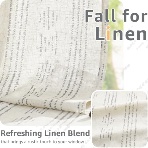 jinchan Boho Kitchen Curtains Linen Tier Curtains 24 Inches Bohemian Cafe Small Drapes Gray Striped Mudcloth Farmhouse for Bathroom RV Camper Light Filtering Rod Pocket 2 Panels Grey on Beige | 24 Inch 2 Panels Grey on Beige, Mudcloth Inspired Design, Lig