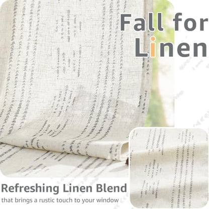 jinchan Boho Kitchen Curtains Linen Tier Curtains 24 Inches Bohemian Cafe Small Drapes Gray Striped Mudcloth Farmhouse for Bathroom RV Camper Light Filtering Rod Pocket 2 Panels Grey on Beige | 24 Inch 2 Panels Grey on Beige, Mudcloth Inspired Design, Lig