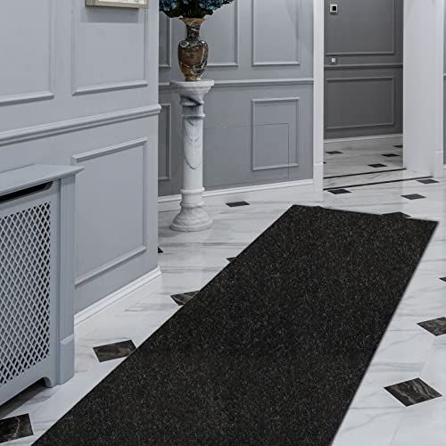 FREADEM Runner Rugs 2' x 6' Indoor Outdoor Carpet Runner, Area Rugs with Anti-Slip Rubber Backing for Aisle Hallway Balcony Garage Entryway Stair, Black - color: Black, size: 2' x 6'
