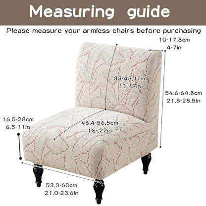 Chenille Armless Chair Cover Jacquard Slipper Chair Slipcover Washable Accent Chair Covers Printed Furniture Protector for Bedroom Living Room Pink - color: Pink