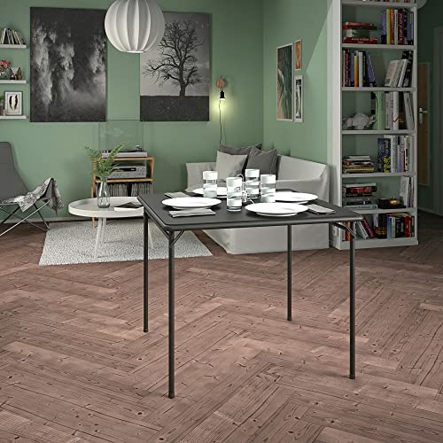 COSCO 34" Square Vinyl Top Folding Card Table, Black - color: Black