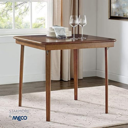 Stakmore Classic Straight Edge Square Wood Folding Table, 32x32, Cherry | Foldable Card Table, Wooden Tabletop Furniture for Cards, Board Games, Dining, and Extra Seating - color: Cherry