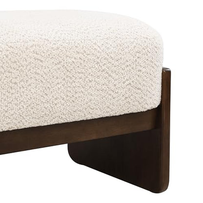 Christopher Knight Home Arden Minimalist Style Rectangular Loop Yarn Fabric Ottoman Bench, Rubberwood Frame, Entryway Bench, Living Room Sofa Extra Seat, End of Bed Footstool, Beige+Brown - color: Beige+brown