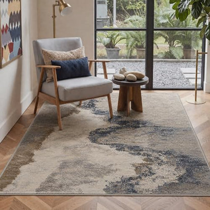 BEIMO 5X7 Modern Abstract Area Rug, Washable Non Slip Soft Living Room Rug | Artistic Rug in Dusty Beige, Soft Faux Wool Rug for Bedroom and Dining Room, Non-Shedding, Easy Care, Lightweight, Low Pile - color: Dusty Beige-1, size: 5' x 7' (Rectangular)