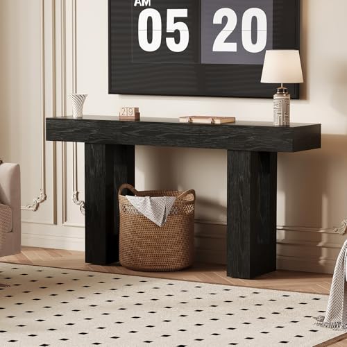 IDEALHOUSE 63" Entryway Table with Power Outlet, Console Table for Entryway | Black, Wooden Sofa Table, Narrow Hallway Foyer Table for Entryway, Hallway, Living Room - color: Black