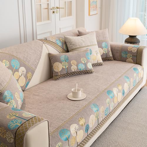 JoraLion Boho Jacquard Sofa Cover 36"x71" - Chenille Loveseat & Sectional Cover, Washable Non Slip Slipcover for Cushion Couches, 1pc, Khaki - color: Khaki, size: 1pc - 36"x71" - Seat Cover