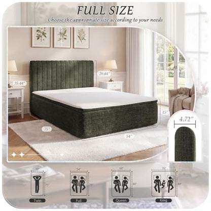 Full Compression Bed Boneless Bed Frame with Mattress and Headboard - color: Green, size: Full