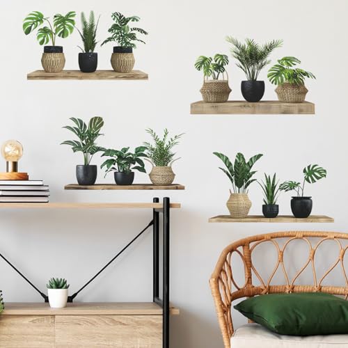 Green Plant Wall Decals 3D Bonsai Tropical Betterfly Wall Sticker Creative Vinyl Peel and Stick Removable Wall Art Decor for Living Room Bedroom Home Office (Green Plant 4) - style: Green Plant 4