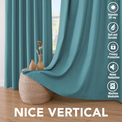 H.VERSAILTEX Linen Blackout Curtains 108 Inches Long 100% Absolutely Blackout Thermal Insulated Textured Linen Look Curtain Draperies Anti-Rust Grommet, Energy Saving with White Liner, 2 Panels, Teal - color: Teal, size: 52"W x 108"L (Pack of 2)