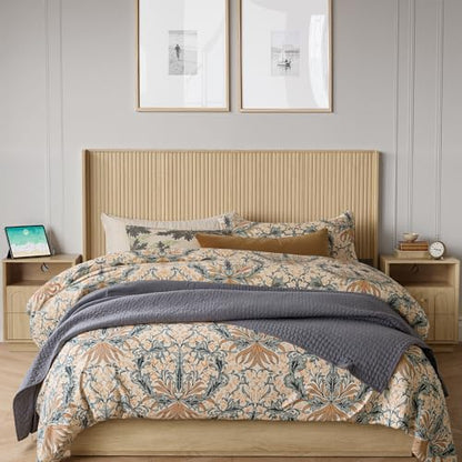 78.7" King Size Wooden Headboard, Fluted Panel Headboard, Oak | Modern Farmhouse Head Board, Wall Mounted Headboards, Wingback Boho Head Board for Adjustable Bed, Easy to Assembly - color: Oak, size: King