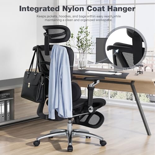 MALOL Ergonomic Office Chair, 400lbs High Back Mesh Desk Chair with 6D Armrests, 3D Headrest, Adjustable Lumbar Support, Seat Depth Adjustment, Tilt Lock, Metal Base & PU Wheels, Black - color: Black