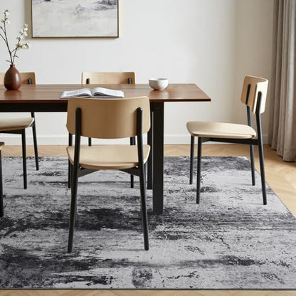 Toneed Abstract Area Rug Modern Washable Rug Soft Non Slip Rug Low Pile for Bedroom Living Room Dining Room Slate Grey 4x6 Feet - color: Slate Grey, size: 4' x 6' (Rectangular)