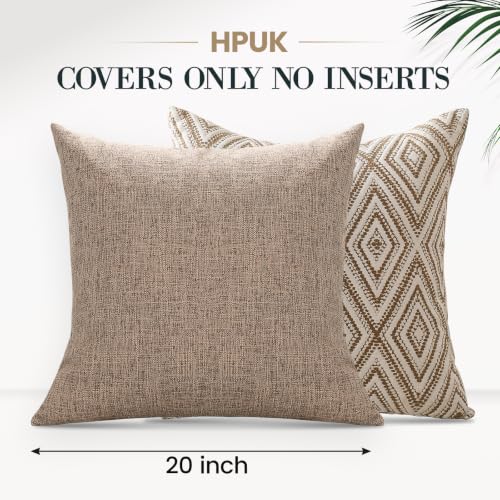 HPUK Throw Pillow Covers 20x20, Set of 4, Light Brown Couch Pillow Covers | Polyester fabric, patterned and solid designs, hidden zippers, machine washable, for sofas and beds, inserts not included - color: Light Brown, size: 20" x 20" (Pack of 4)