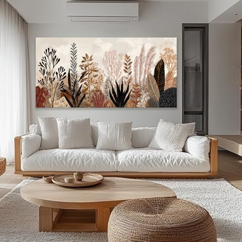 Dimpaga Canvas Wall Art Boho Brown Canvas Art Wall Decor For Living Room Oversized Black Nature Botanical Wall Art Decor Modern Wall Art Decor Artwork For Home Bedroom Office Wall Decor 29×58 Inch - color: D-01L, size: 58"L x 29"W