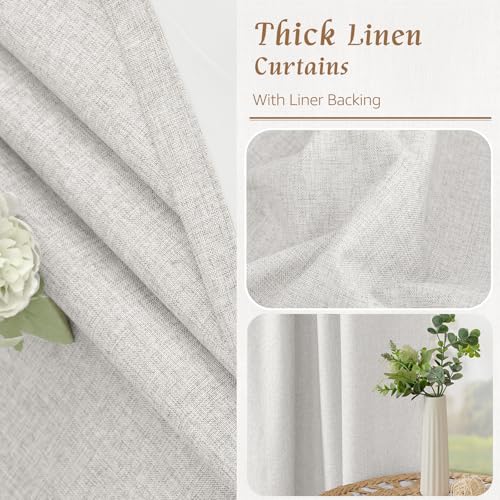 45 Inch Natural 100% Blackout Linen Curtains with White Liner | Light Grey, Linen Textured, Thermal Bedroom Curtains, Neutral Farmhouse Drapes, Rod Pocket Back Tab, 2 Panels, 38 x 45 Inch - color: Light Grey, size: 38"W x 45"L (Pack of 2)