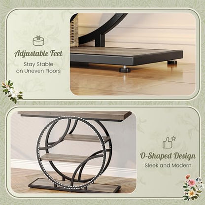Huuger 41.3 Inch Entryway Table, Console Table with Shelves, Sofa Table | Modern Entrance Table, Console Tables for Entryway, Hallway, Entrance, Foyer, Living Room, O-Shaped Accent Table, Grey - color: Grey, size: 11.8"D x 41.3"W x 31.5"H