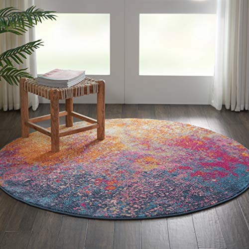 Nourison Home Passion 4' x Round Multicolor Fabric Modern Area Rug (4' Round) - color: Sunburst, size: 4' (Round)