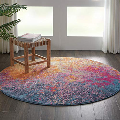 Nourison Home Passion 4' x Round Multicolor Fabric Modern Area Rug (4' Round) - color: Sunburst, size: 4' (Round)
