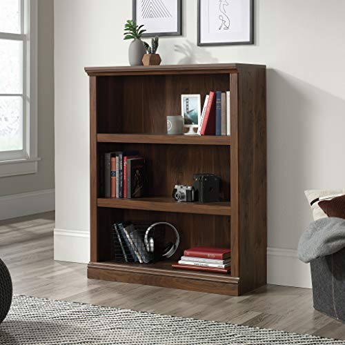 Sauder 3 Tier Book Shelf Wooden Bookcase Multipurpose Bookshelf for Home Office, Living Room, in Grand Walnut - color: Grand Walnut Finish