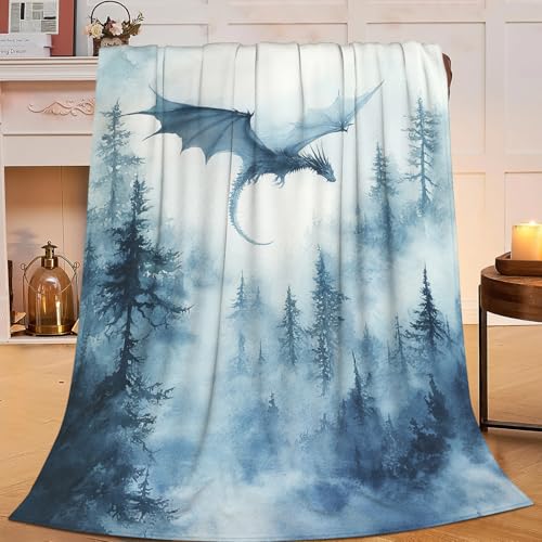 Dragon Blanket Forest Dragons Decor Animal Print Throw Blanket Gifts for Girls Boys Super Warm Soft Plush Lightweight Fleece Flannel Winter Bedding Blankets for Kids Adults Women Men 50"X40" - color: Forest Dragon Blanket, size: 40"x50"