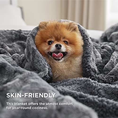 Bedsure GentleSoft Sherpa Fluffy Blanket Queen Size for Bed - Fleece Warm and Cozy for Women Gift, Plush & Fuzzy Faux Fur Christmas Blanket for Couch, Sofa Decor, Tie Dye Design, Grey, 90x90 Inches - color: 01 - Grey, size: Queen (90" x 90")