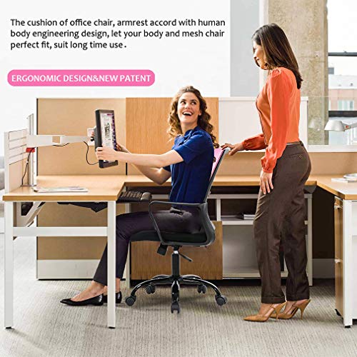 BestOffice Desk Chair Mesh Office Chair Ergonomic Computer Chair Executive Lumbar Support Adjustable Stool Rolling Swivel Chair,Pink - color: Pink, size: 1 Pcs