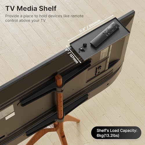 PUTORSEN Solid Wood Easel TV Stand for 45-65'' TVs, Hidden Cable, Walnut | Stability, Easy to Assemble, Top Shelf, Swivel, Tripod TV Stand, Max VESA 400x400, Max holds 88lbs, Living room, Corner