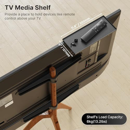 PUTORSEN Solid Wood Easel TV Stand for 45-65'' TVs, Hidden Cable, Walnut | Stability, Easy to Assemble, Top Shelf, Swivel, Tripod TV Stand, Max VESA 400x400, Max holds 88lbs, Living room, Corner