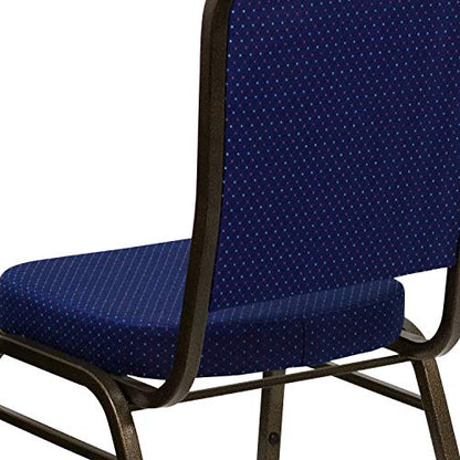 Flash Furniture Hercules Fabric Crown Back Banquet Chair, Navy Blue, 4-Pack | Stackable, Gold Vein Frame, Fabric Upholstery - color: Navy Blue Patterned Fabric/Gold Vein Frame, size: Set of 4