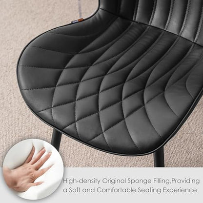 Kidol & Shellder Dining Chairs Set of 2, PU Leather Upholstered Kitchen Chairs with Back Armless, Mid Century Modern Side Chair for Dining Room, Living Room, Lounge, Restaurant, Black - color: Black