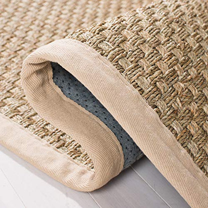 SAFAVIEH Area Rug 3' Round - Natural Fiber Collection - Natural & Beige, Seagrass, Basketweave Pattern with Border (NF114A) - color: Natural/Beige, size: 3' (Round)