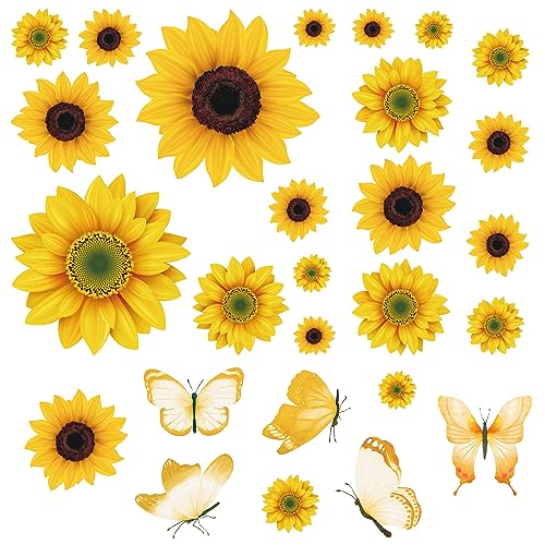 AOWDIAO Sunflower Peel and Stick Wall Decals, Sunflower Decorations for Bedroom, Kitchen, Bathroom, Living Room - style: Sunflower