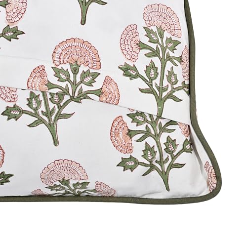 Block Print Mughal Buta Peach Pillow Cover 16" x 16" (Pack of 2) Decorative Couch Pillows for Living Room, Farmhouse Chic Boho Cute Outdoor Pillows Covers Gifts for Spring, Mother's Day - color: Mughal Buta Peach, size: 16" x 16" (Pack of 2)
