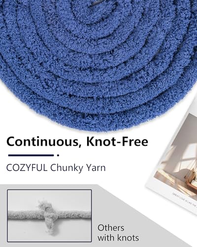 Cozyful Chunky Yarn for Hand Knitting, #9 Thick Jumbo Big Chunky Yarn for Crocheting, Super Chunky Knit Blanket Yarns, Large Chunky Chenille Yarns, 8 Pack (30 yds 8 oz Each Skein), Country Blue - color: Country Blue
