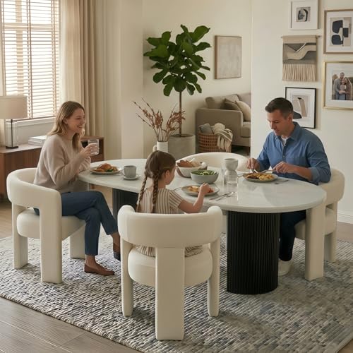 Velvet Modern Barrel Dining Chairs, Upholstered Accent Chair with Back, Vanity Chair Comfy Armchair for Kitchen/Dining Room/Living Room, Beige - color: Beige, size: Set of 1