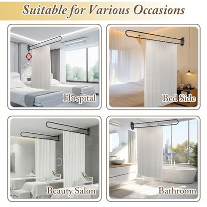 Privacy Partition Curtains, U Shaped Rod with Hook, 6.56ft | Room Divider for Fitting Room Beauty Salon Bedroom Hospital SPA - color: White