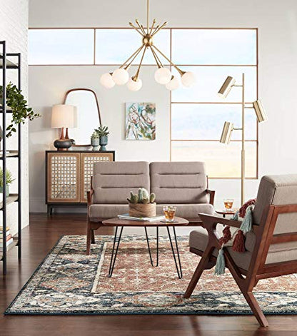 Andi 24 1/2" High Table Lamp Wood Ceramic Mid-Century Modern White | Colors May Vary. Hammered Bronze Brown Living Room Bedroom House Bedside Nightstand Home Office Drum Shade - color: Wood and Dark Hammered Ceramic