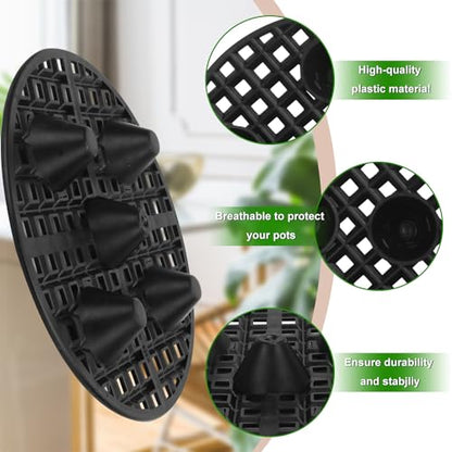 30 Pack Plant Pot Elevators 7.87 Inch Plastic Plant Risers, Plant Level Pot Elevator for Indoor & Outdoor Planters, Black
