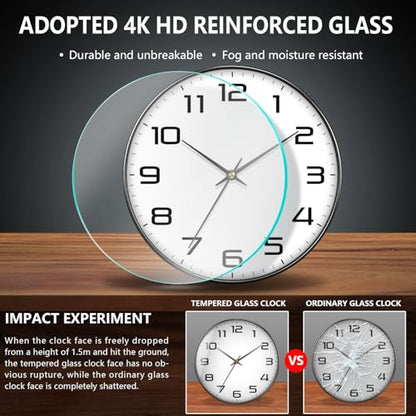 8 Inch Modern Wall Clocks Battery Operated - Silent Non Ticking Quartz Analog Clock with Large Numbers, Easy to Read Digital Wall Clock for Bedroom, Living Room, Kitchen, Office, Gym, Black - color: White Black, size: 8 Inch