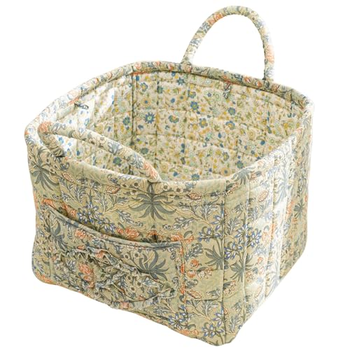 vctops Boho Fabric Quilted Storage Basket for Organizing, Basket Organizer Gift Baskets with Handles, Storage Bins for Toys, Books, Towels, and Clothes, Collapsible Fabric(Pattern B,13"x10.6"x10") - color: Pattern B