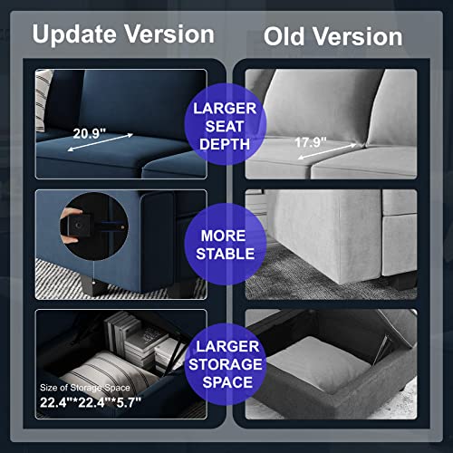 Belffin Modular Sectional Sofa with Double Chaise Velvet U Shaped Sofa Reversible Sectional Couch with Storage Blue - color: Blue, size: U Shape Sofa