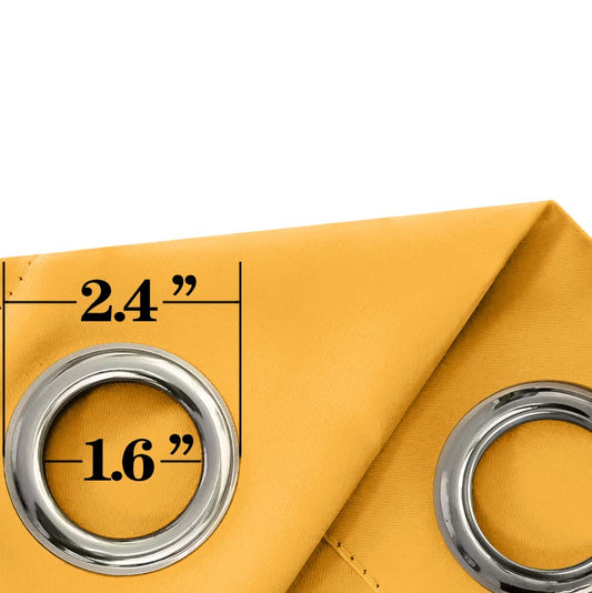 Mrs.Naturall Yellow Blackout Curtains for Bedroom Living Room, Grommet Thermal Insulated Drapes for Summer - color: Yellow, size: 34"W x 45"L (Pack of 2)