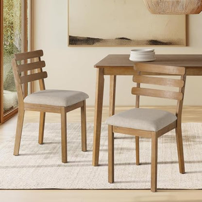 SIMTONAL Farmhouse Dining Set (Oak, 4 Pcs Chairs) | Modern Wooden Dining Chairs for Home, Kitchen, Dining Room, Small Spaces - size: 4 Chairs