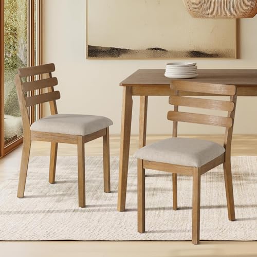 SIMTONAL Farmhouse Dining Set (Oak, 4 Pcs Chairs) | Modern Wooden Dining Chairs for Home, Kitchen, Dining Room, Small Spaces - size: 4 Chairs