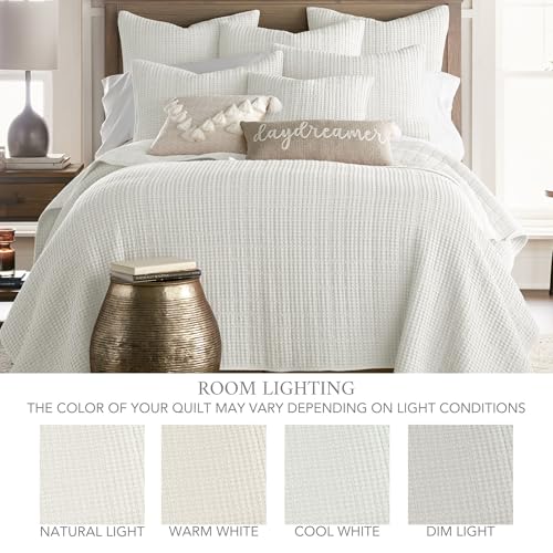 Levtex Home Mills Waffle Twin Bedspread Set (84x104in) with 1 Pillow Sham (26x20in) - Cream - Cotton Waffle Twin Size Bedspread Set - Lightweight, Soft, Pre-Washed - color: Cream, size: Twin Bedspread