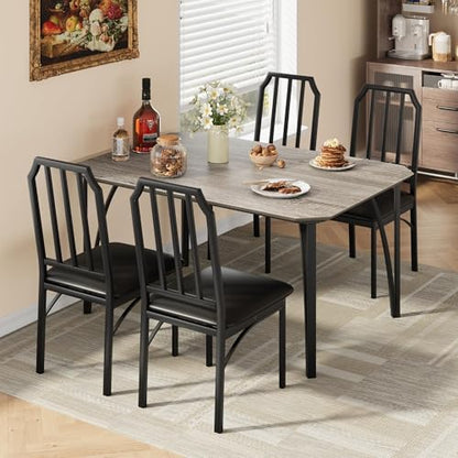 IDEALHOUSE Dining Table Set for 4, Kitchen Table Set of 4 with Upholstered Cushion Chairs, Dining Room Table Set with Kitchen Chairs, Easy to Assemble, Suitable for Apartment - (Cloud Gray) - size: 1* Table + 4* Chairs (Cloud Gray)