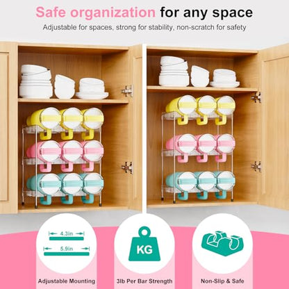 Reusable Stackable with Handle Compartment Water Bottle Tumbler Organizer for Stanley 40oz with Handle Cup, Stanley Accessories for Pantry, Cabinet & Kitchen Organization and Storage,3 Tier Hold 9 - size: 9-Bottle
